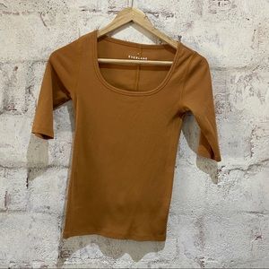 Everlane Pima Micro-Rib Scoop-Neck Tee Shirt